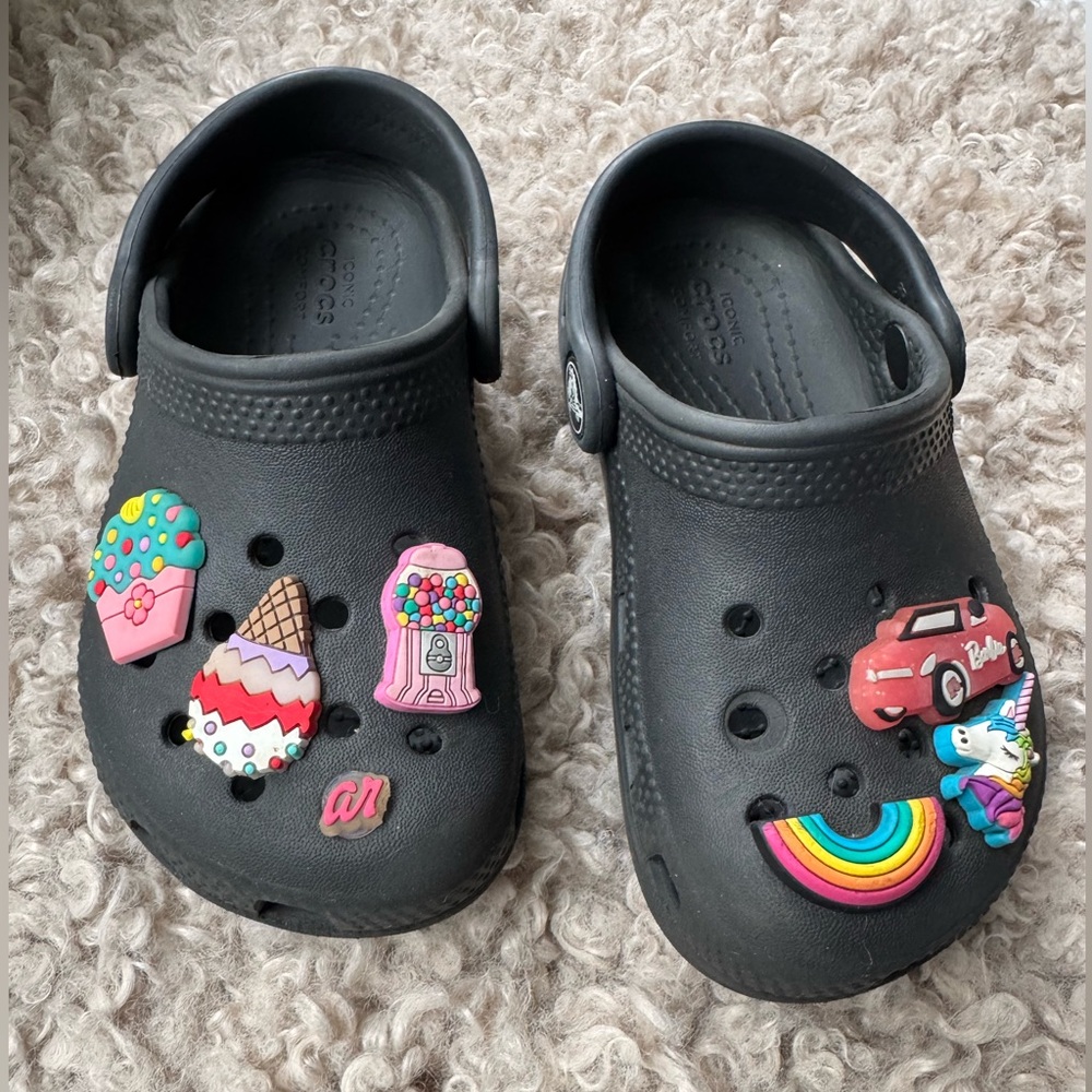 🌈 Black Crocs with Charms